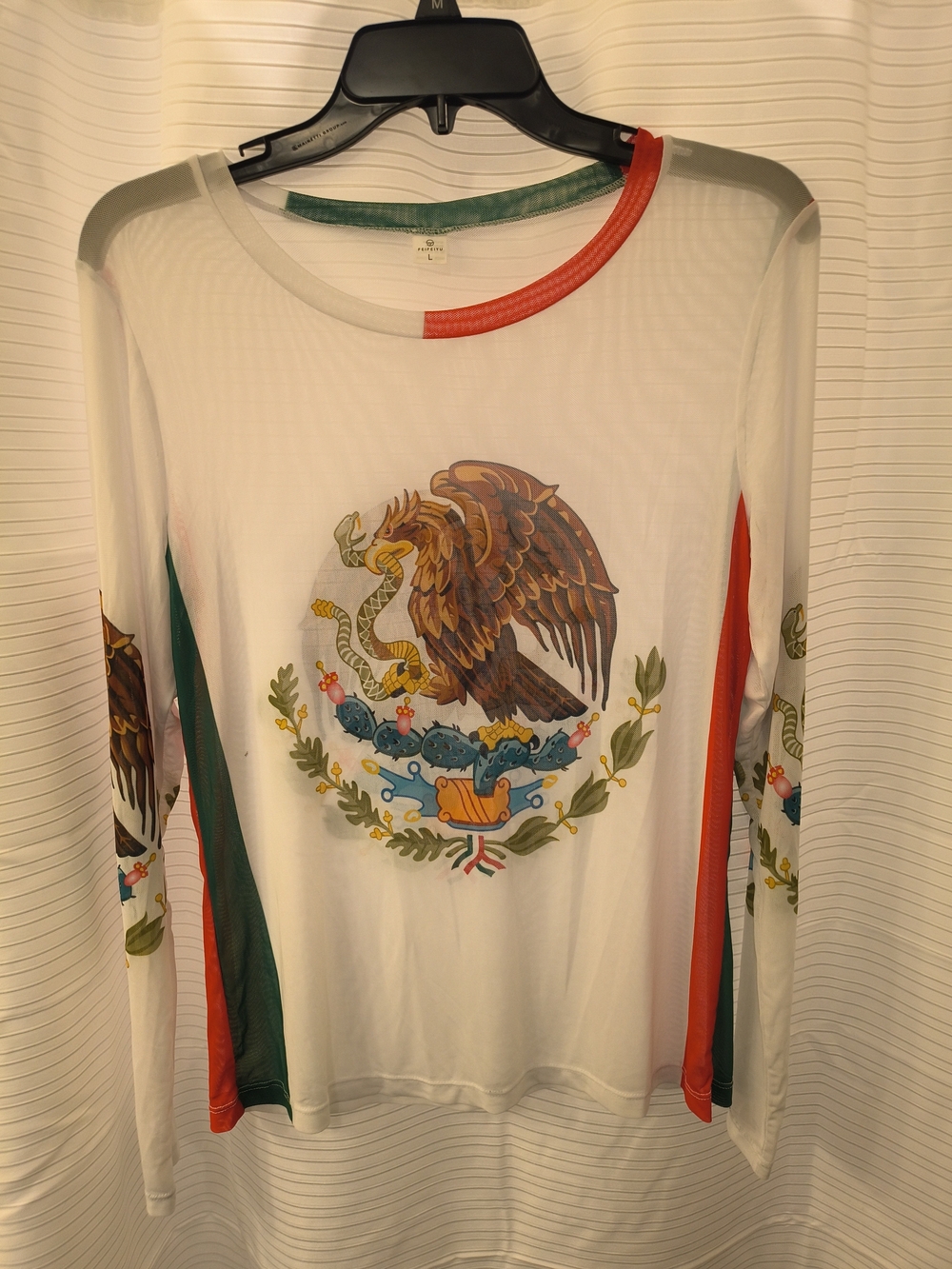 Women's White Long-Sleeve Graphic Eagle Crest Tee by (no brand)